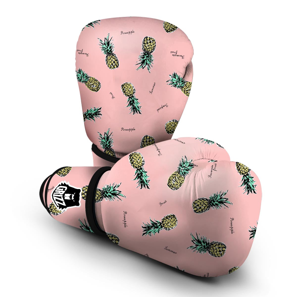 Vintage Pink Pineapple Print Boxing Gloves-grizzshop