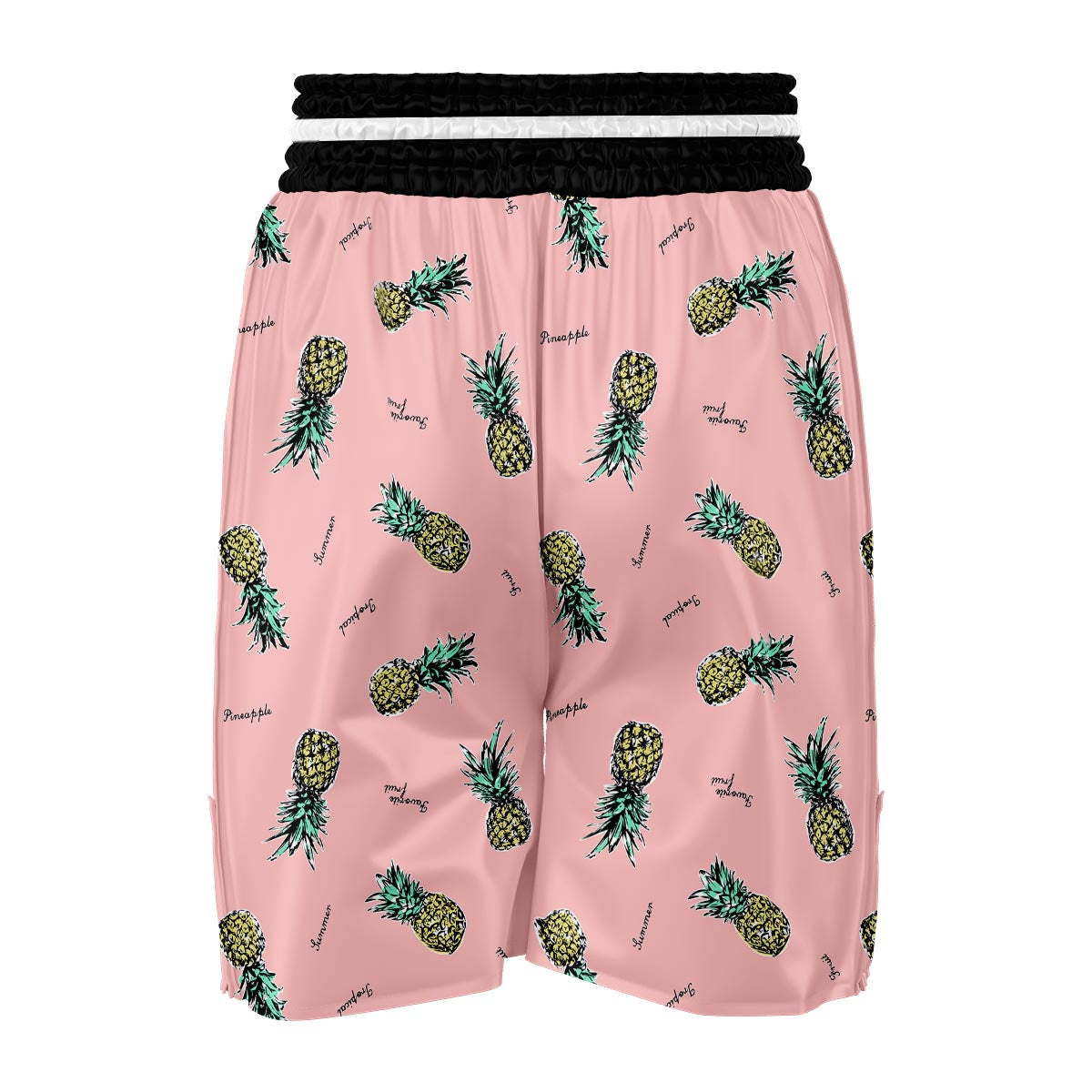 Vintage Pink Pineapple Print Boxing Shorts-grizzshop