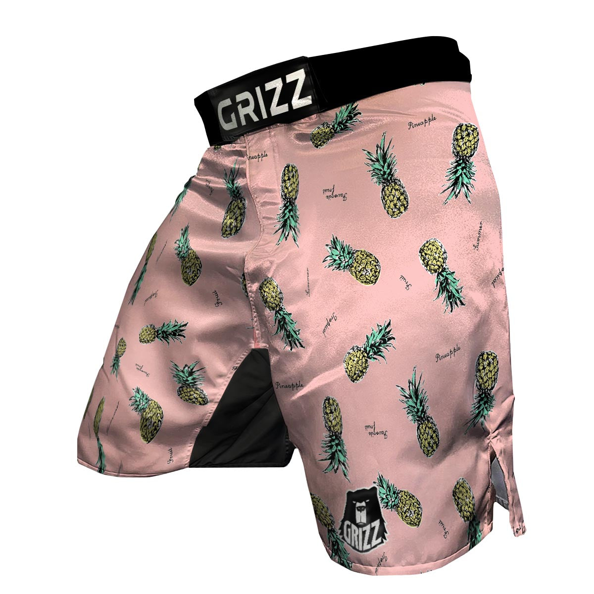 Vintage Pink Pineapple Print MMA Shorts-grizzshop