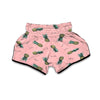 Vintage Pink Pineapple Print Muay Thai Boxing Shorts-grizzshop