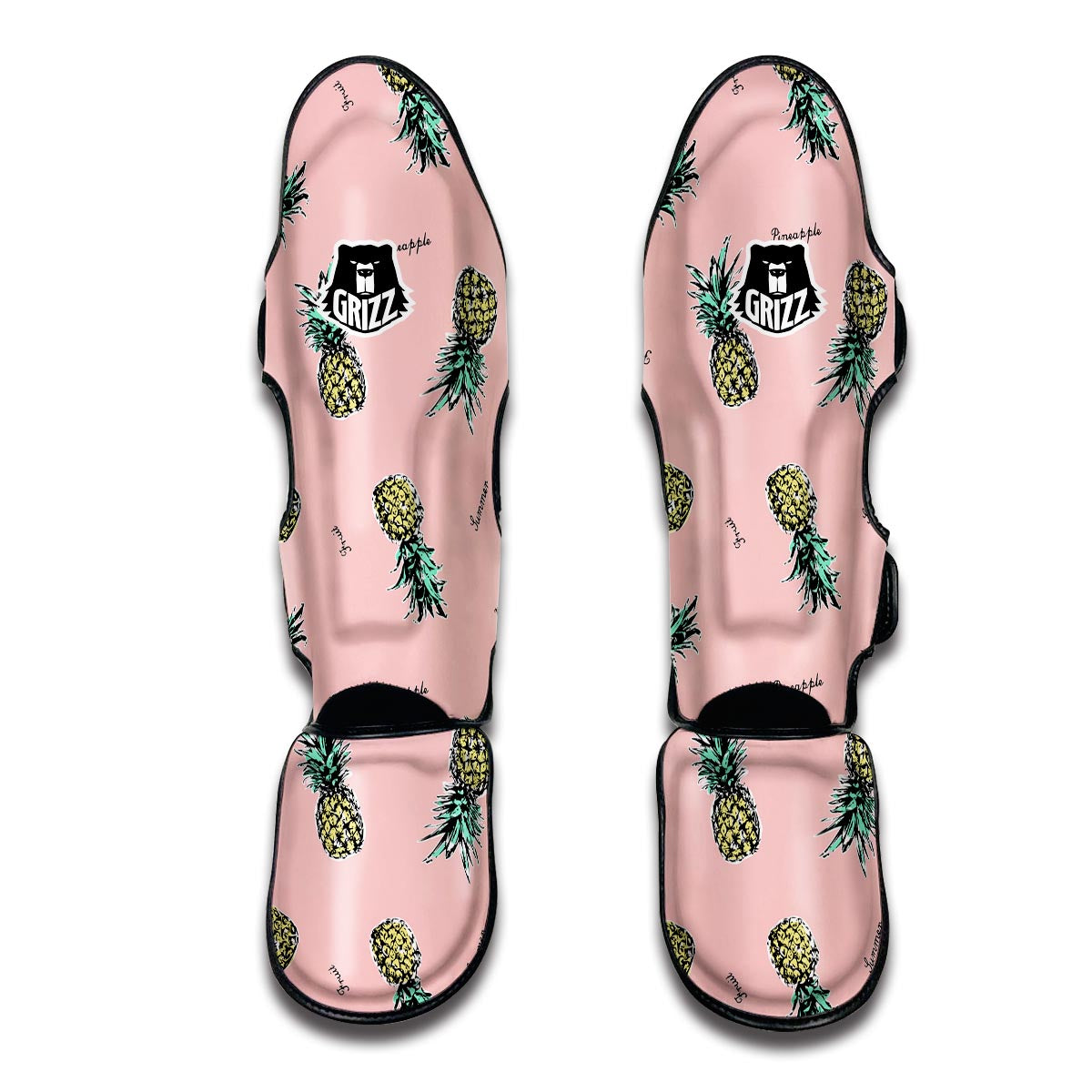 Vintage Pink Pineapple Print Muay Thai Shin Guards-grizzshop