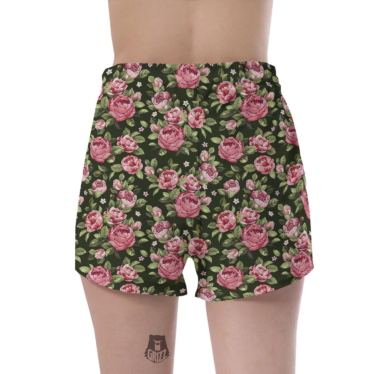 Vintage Pink Rose Floral Print Women's Shorts-grizzshop