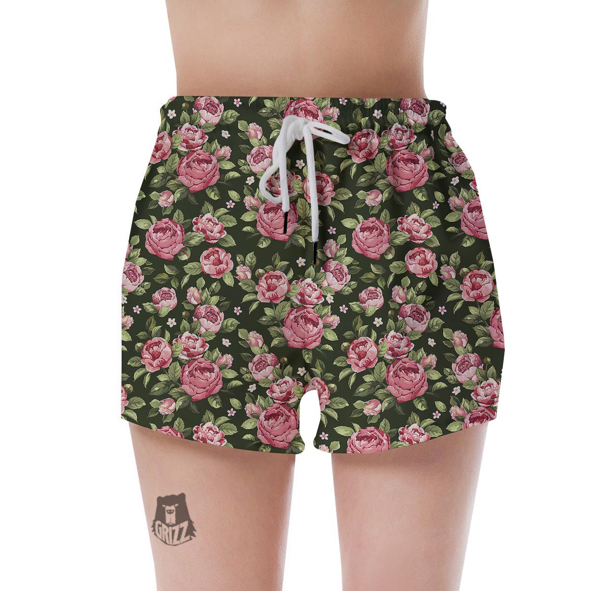 Vintage Pink Rose Floral Print Women's Shorts-grizzshop