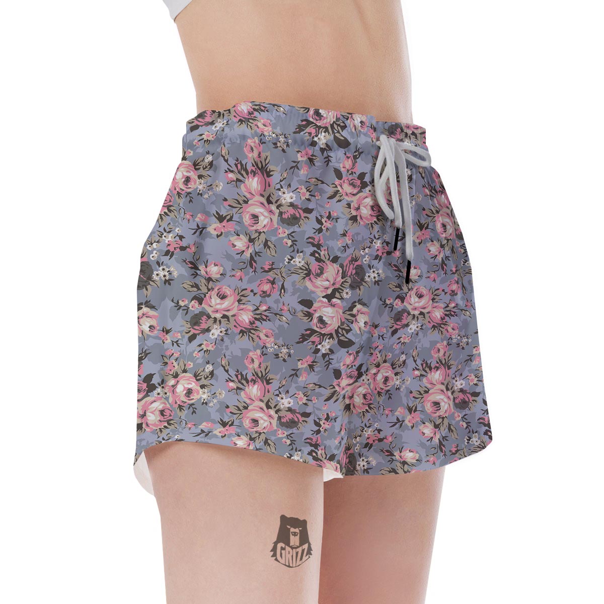 Vintage Pink Rose Flower Print Women's Shorts-grizzshop
