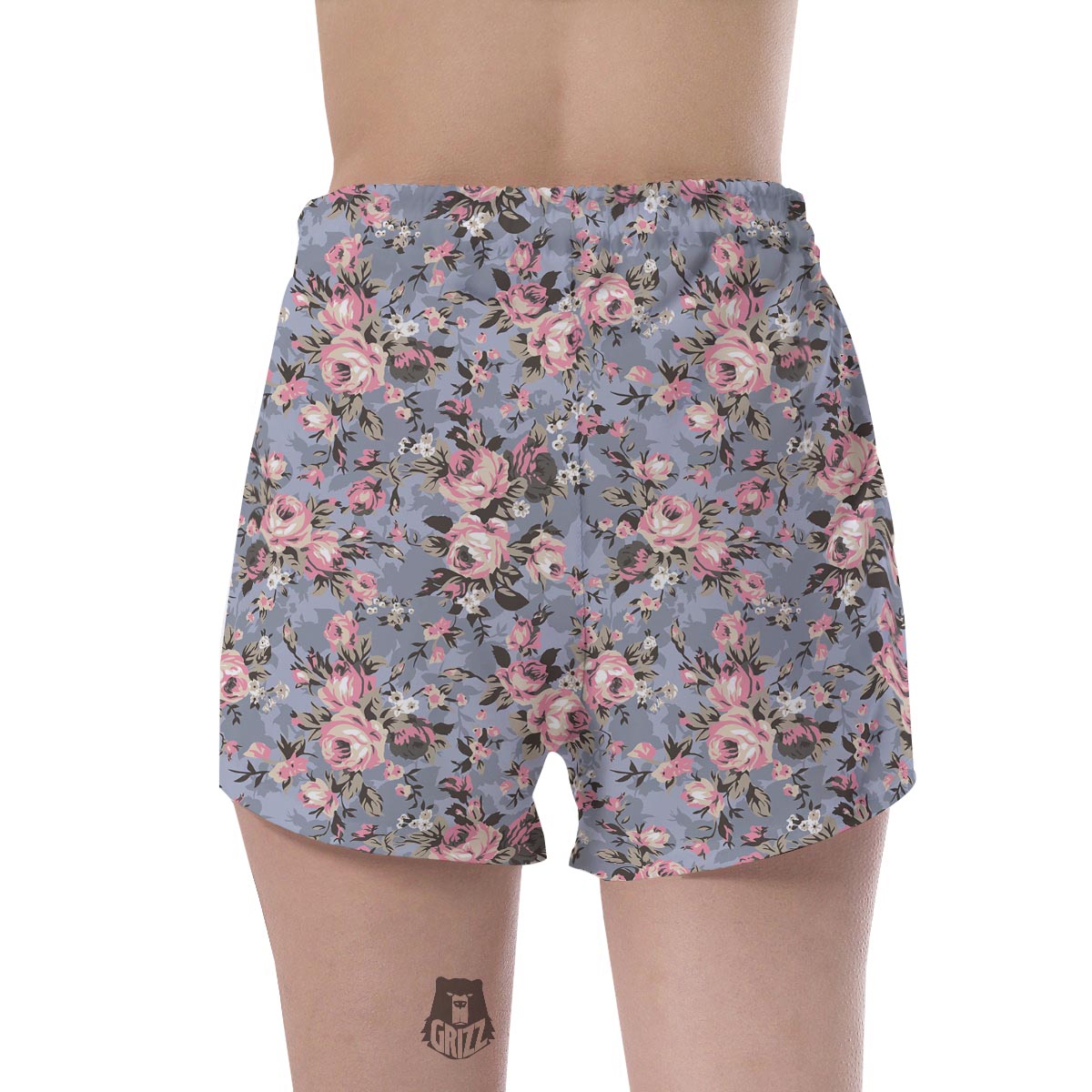 Vintage Pink Rose Flower Print Women's Shorts-grizzshop