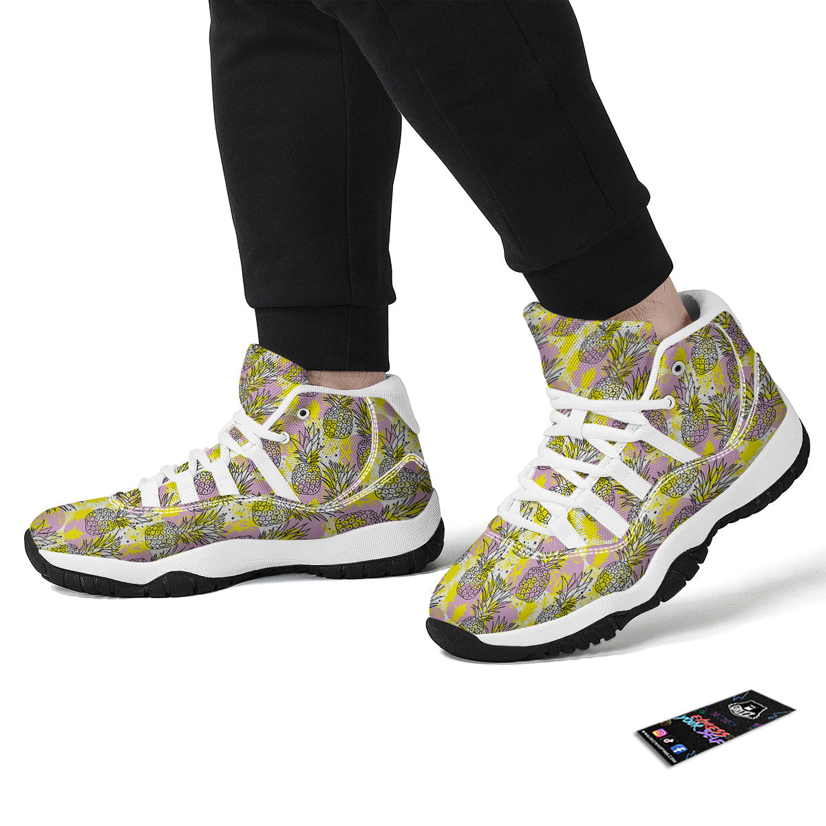 Vintage Premium Drawing Pineapple Print White Bball Shoes-grizzshop