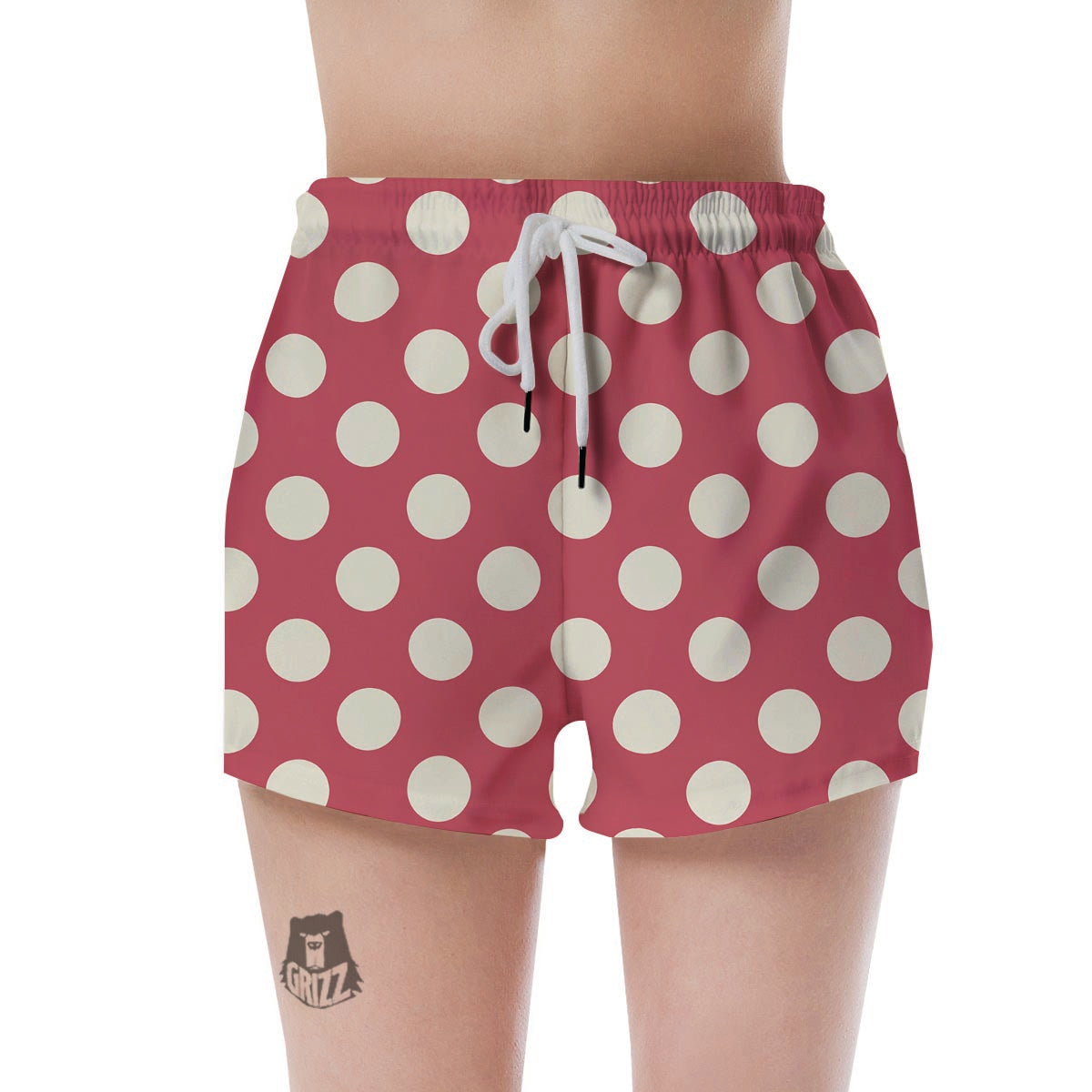 Vintage Red Polka Dot Women's Shorts-grizzshop