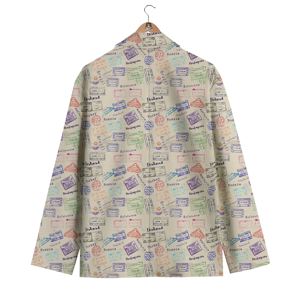 Vintage Stamp Travel Print Pattern Men's Blazer-grizzshop