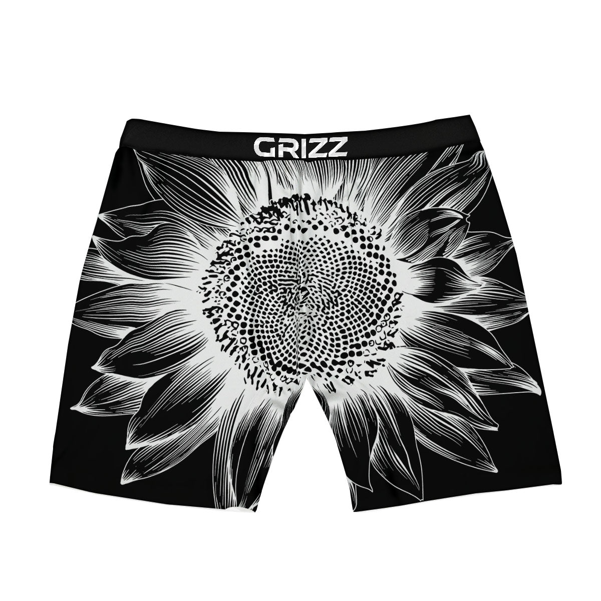 Vintage Sunflower White And Black Print Boxer Briefs-grizzshop