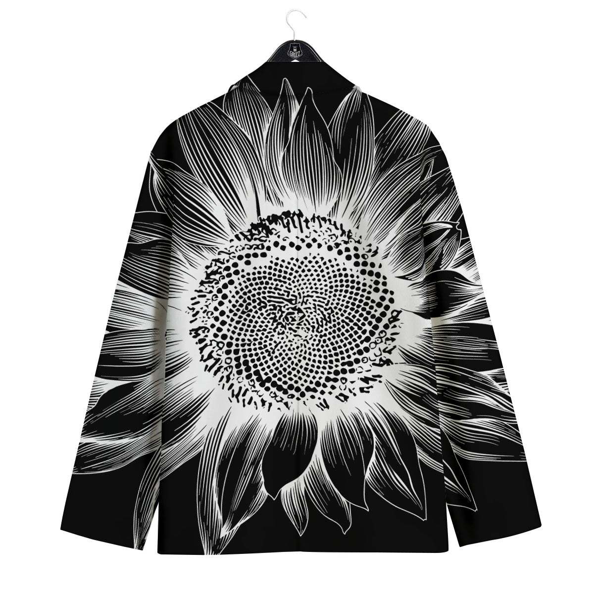 Vintage Sunflower White And Black Print Men's Sport Coat-grizzshop