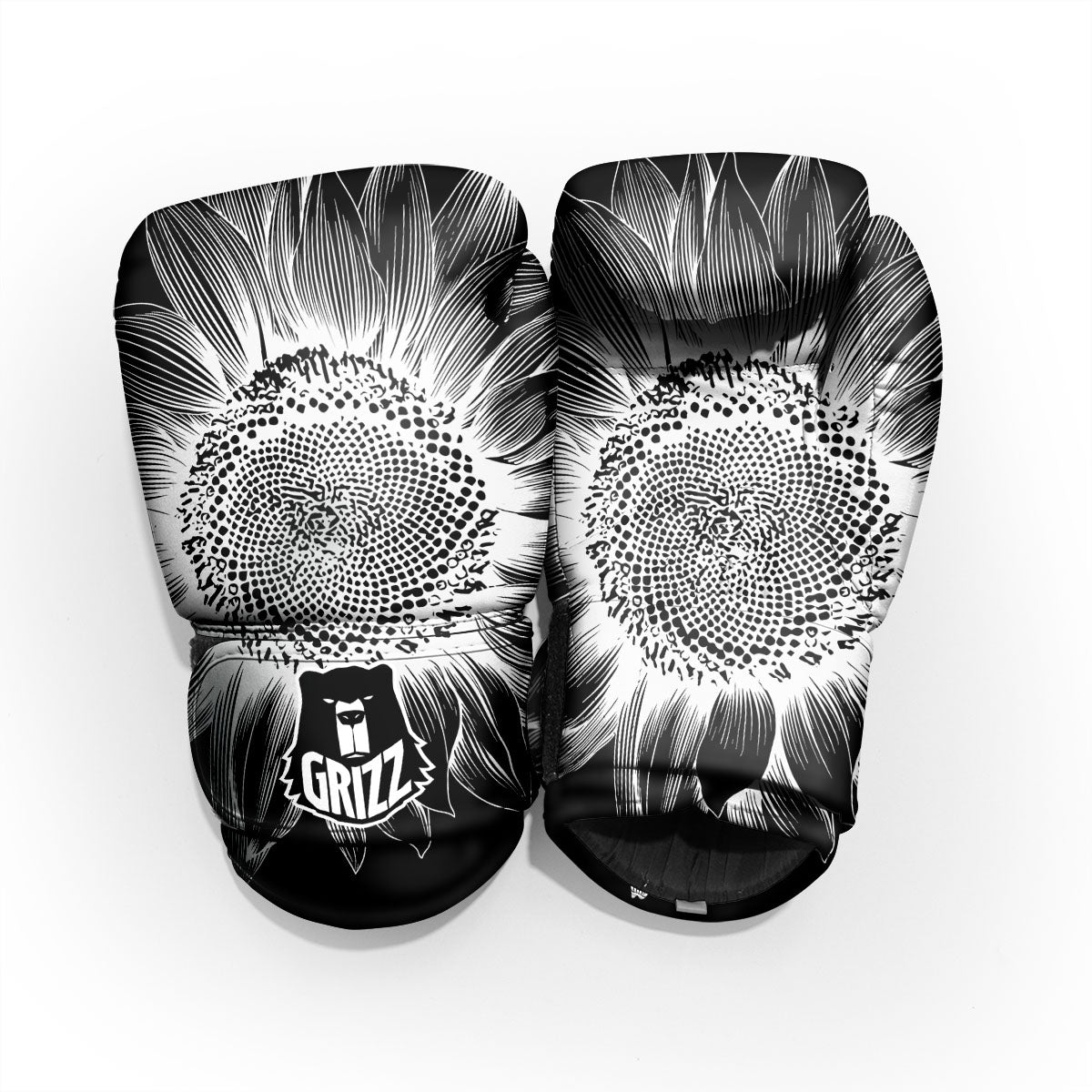Vintage Sunflower White And Black Print Pro Boxing Glove