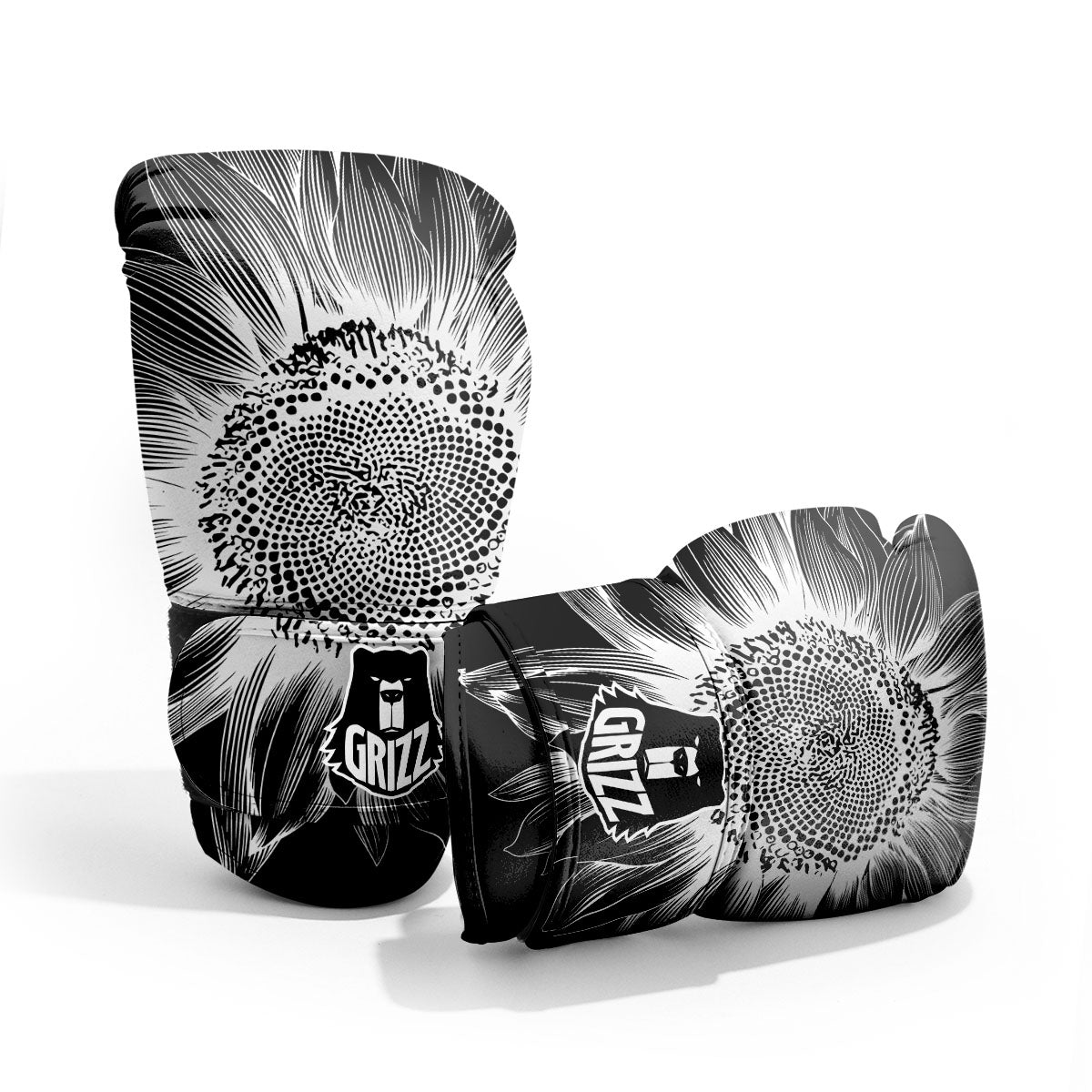 Vintage Sunflower White And Black Print Pro Boxing Glove