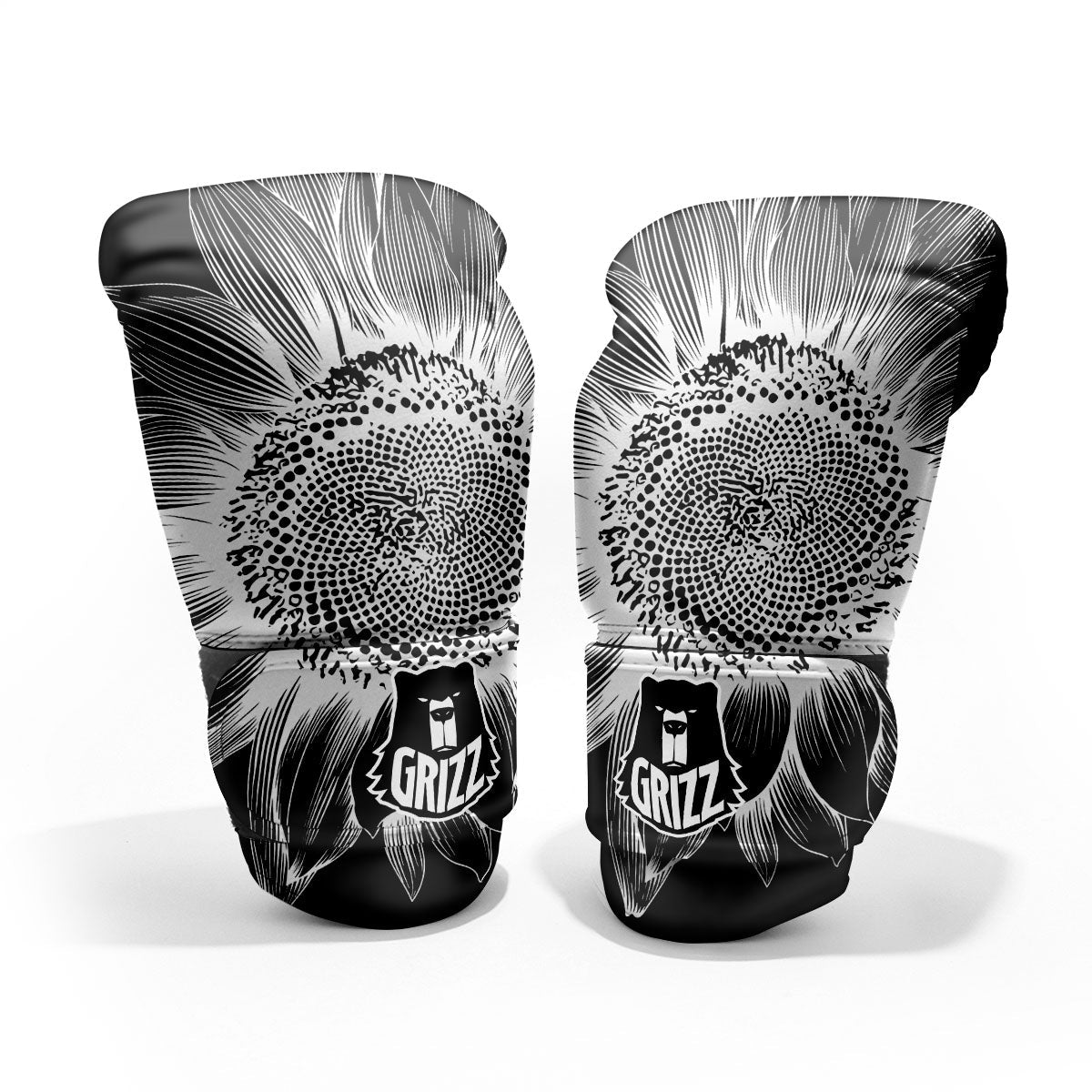 Vintage Sunflower White And Black Print Pro Boxing Glove