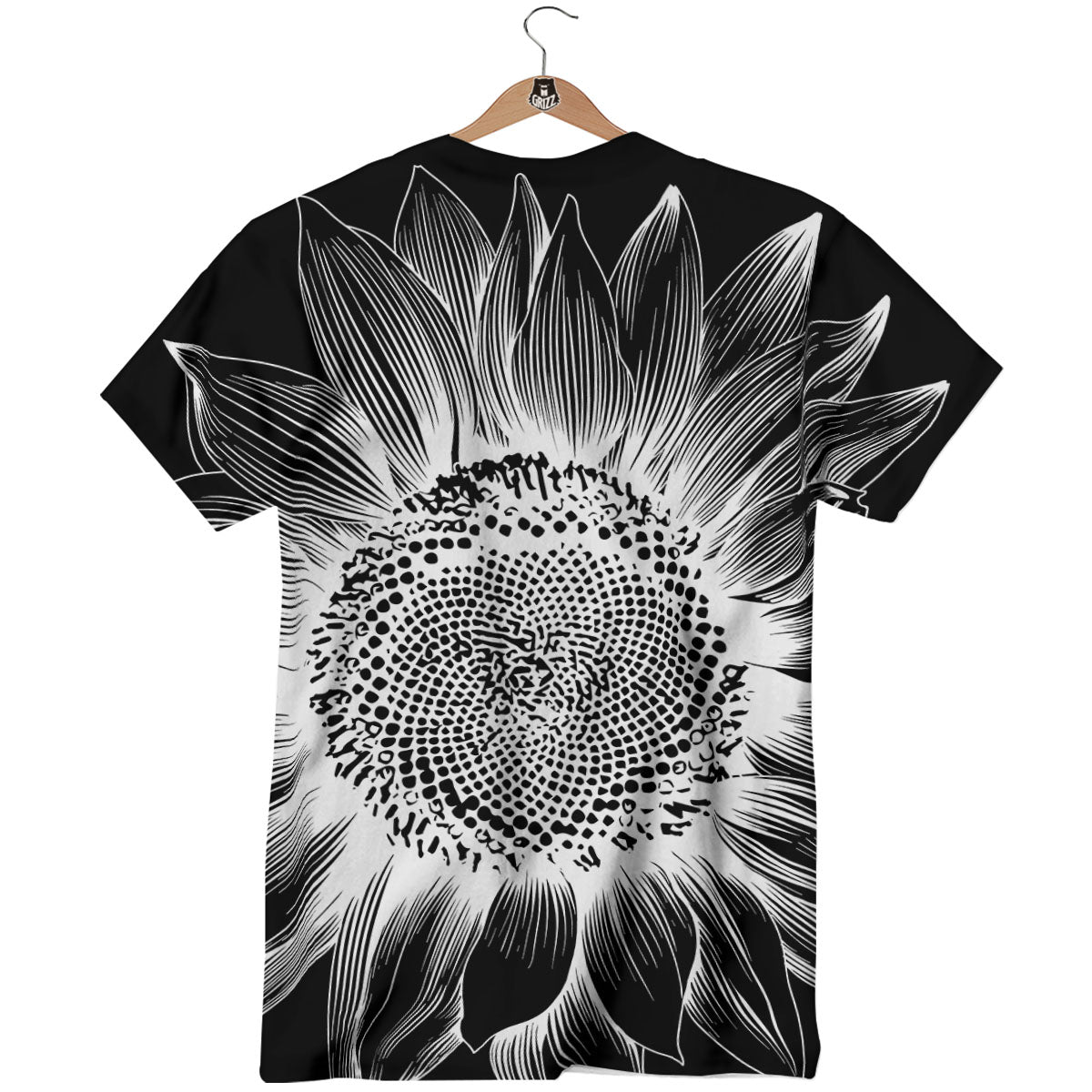 Vintage Sunflower White And Black Print T-Shirt-grizzshop