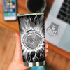 Vintage Sunflower White And Black Print Tumbler-grizzshop