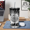 Vintage Sunflower White And Black Print Tumbler-grizzshop