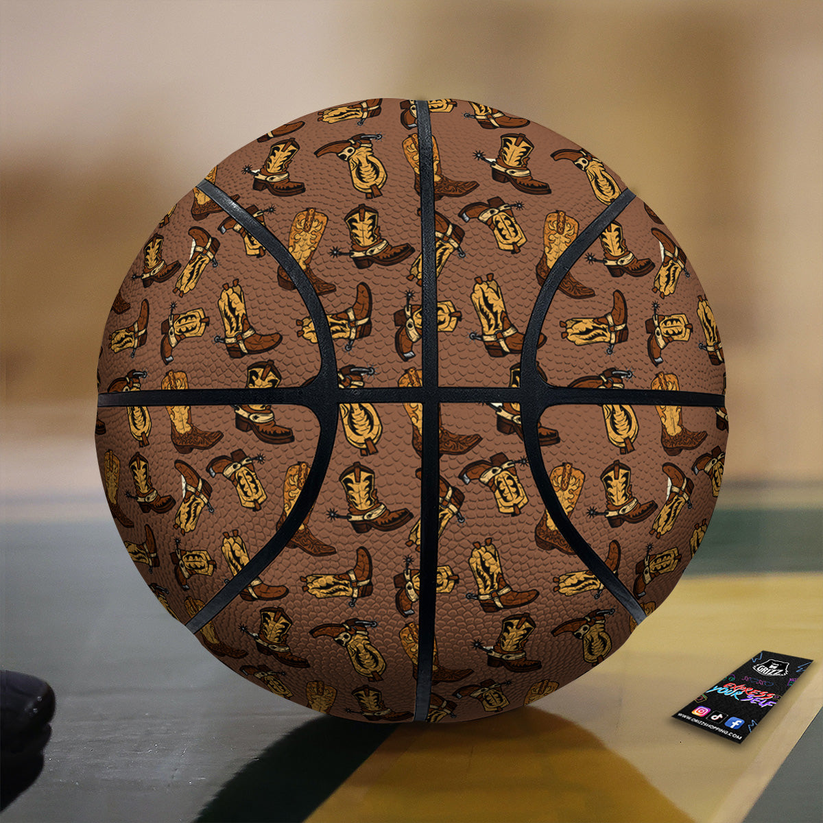 Vintage Cowboy Boots Print Pattern Basketball