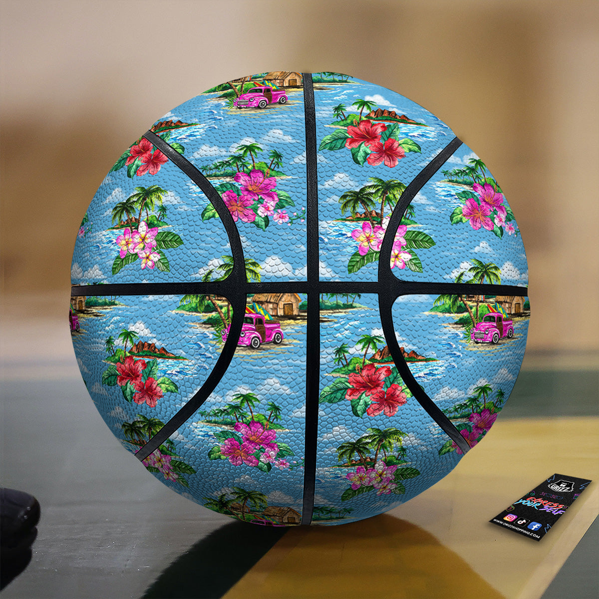Vintage Hawaiian And Blue Sky Print Pattern Basketball