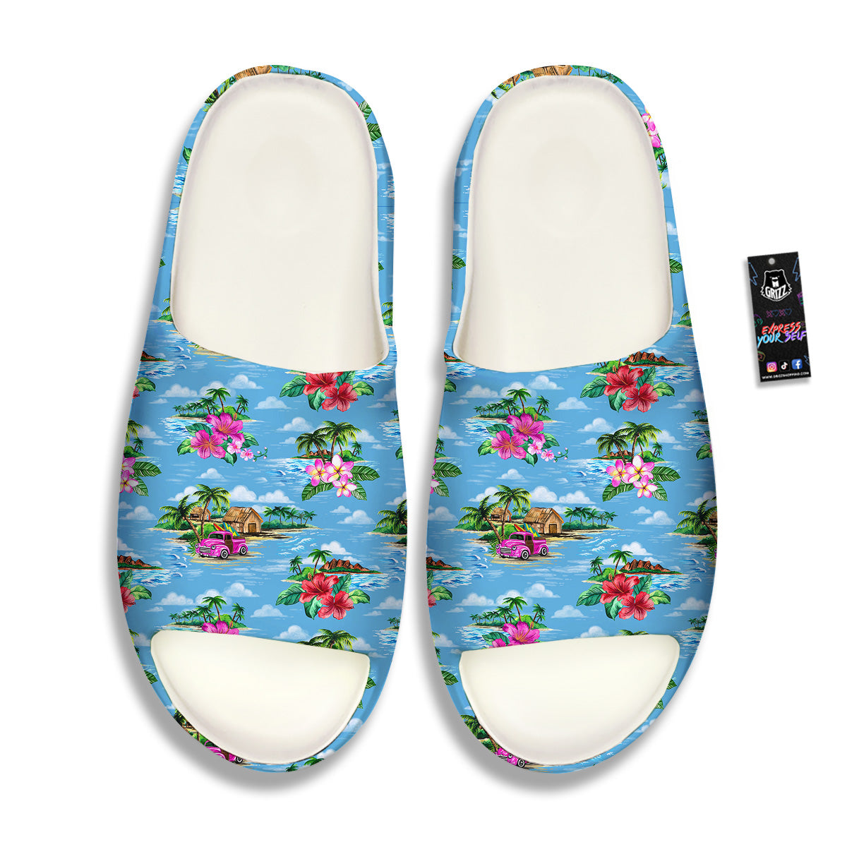 Vintage Hawaiian And Blue Sky Print Pattern Sandals-grizzshop