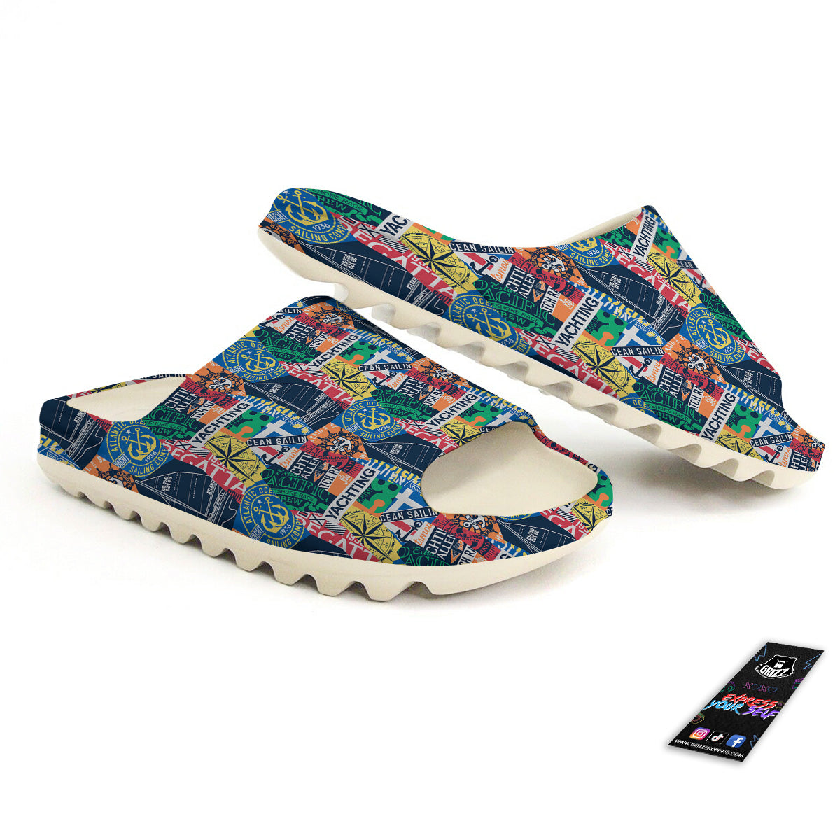 Vintage Nautical Style Colorful Print Pattern Sandals-grizzshop