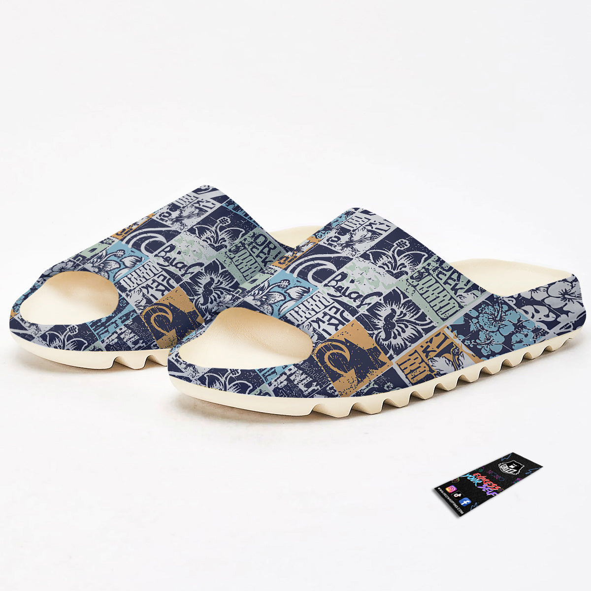Vintage Patchwork Surfing Print Pattern Sandals-grizzshop