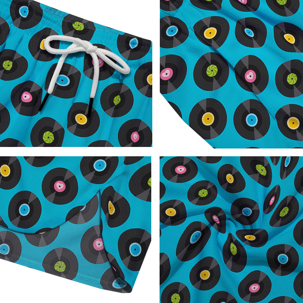 Vinyl Record Blue Print Pattern Men's Running Shorts-grizzshop