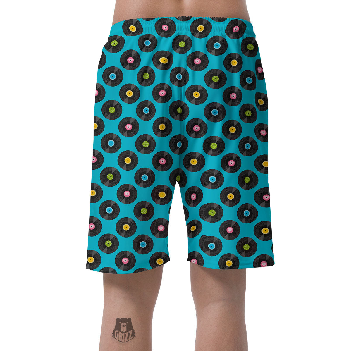 Vinyl Record Blue Print Pattern Men's Shorts-grizzshop