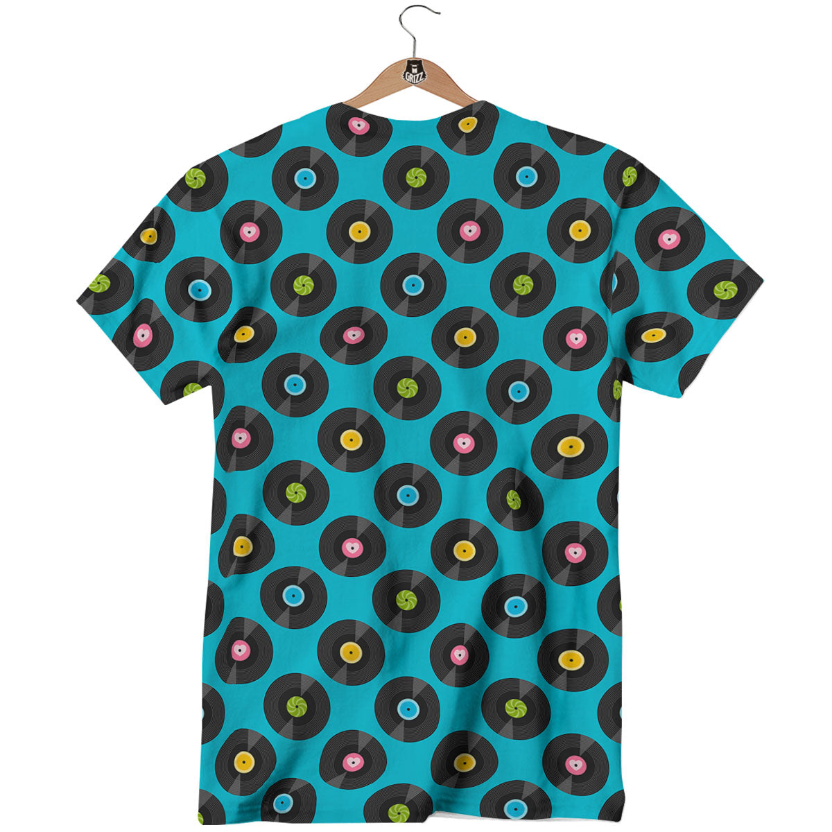 Vinyl Record Blue Print Pattern T-Shirt-grizzshop