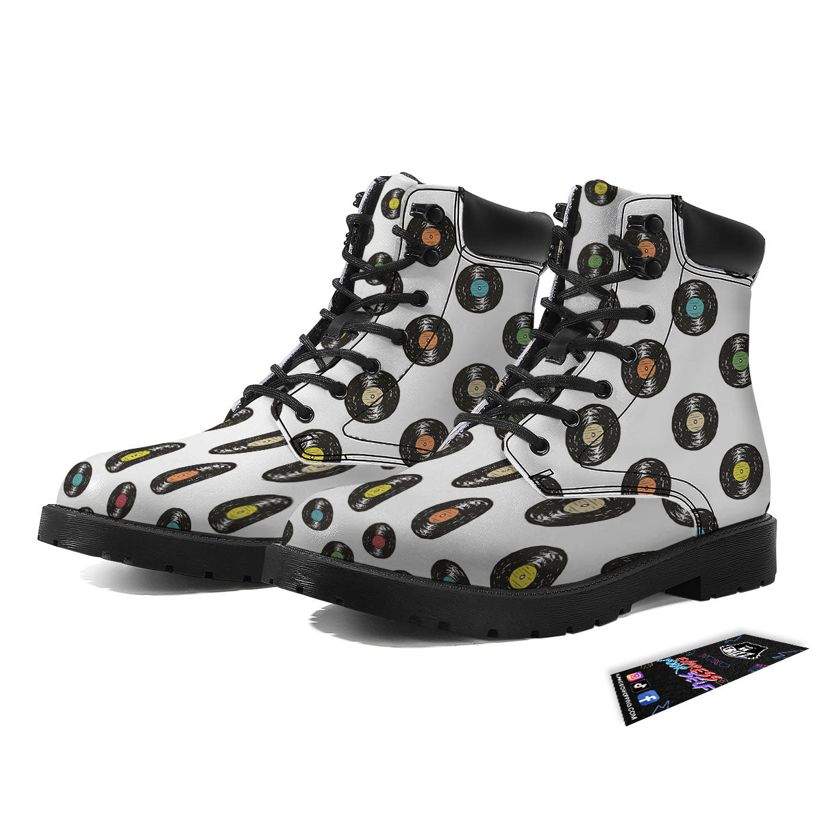 Vinyl Record Hand Drawn Print Pattern Boots-grizzshop