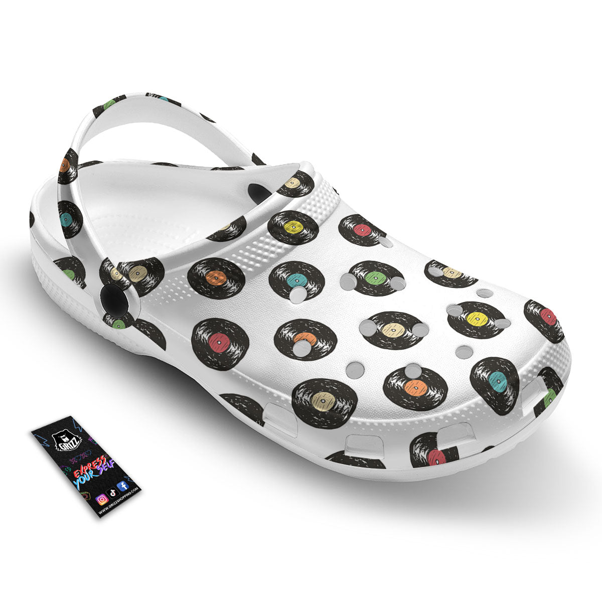 Vinyl Record Hand Drawn Print Pattern Clog-grizzshop