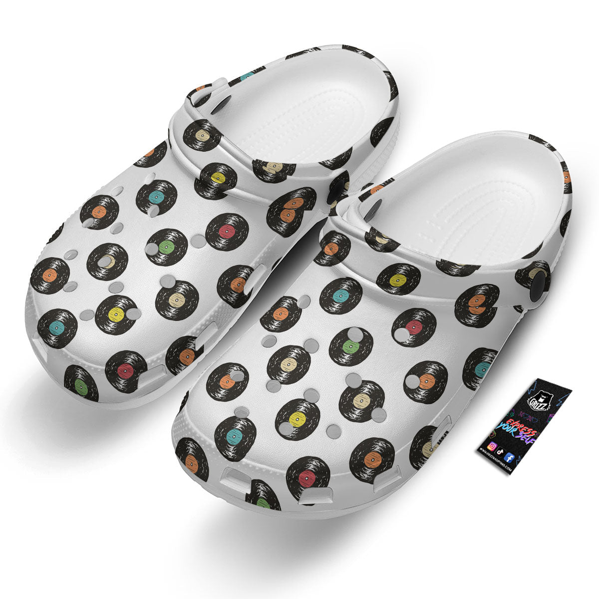 Vinyl Record Hand Drawn Print Pattern Clog-grizzshop