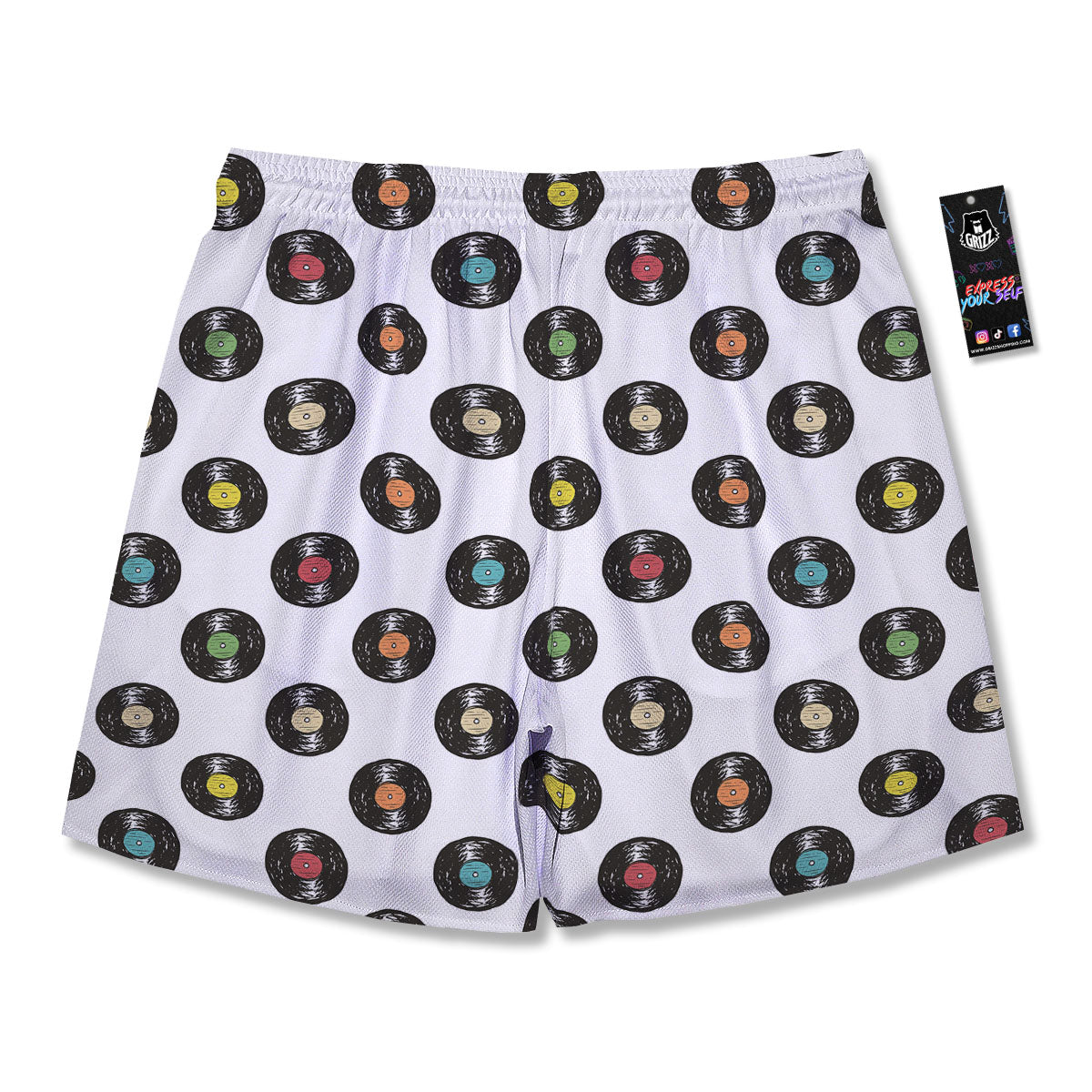 Vinyl Record Hand Drawn Print Pattern Men's Running Shorts-grizzshop