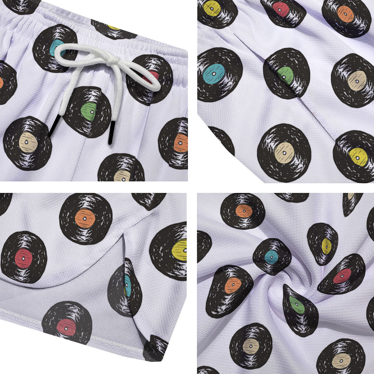 Vinyl Record Hand Drawn Print Pattern Men's Running Shorts-grizzshop