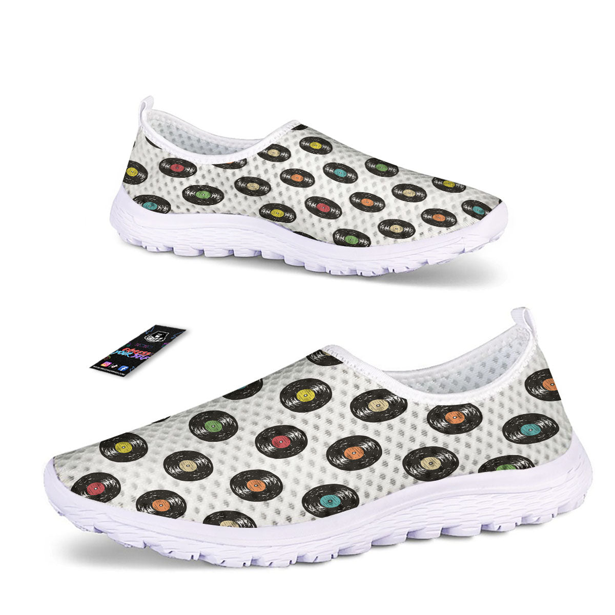 Vinyl Record Hand Drawn Print Pattern Nurse Shoes-grizzshop