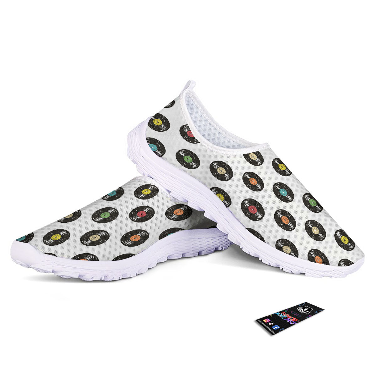Vinyl Record Hand Drawn Print Pattern Nurse Shoes-grizzshop