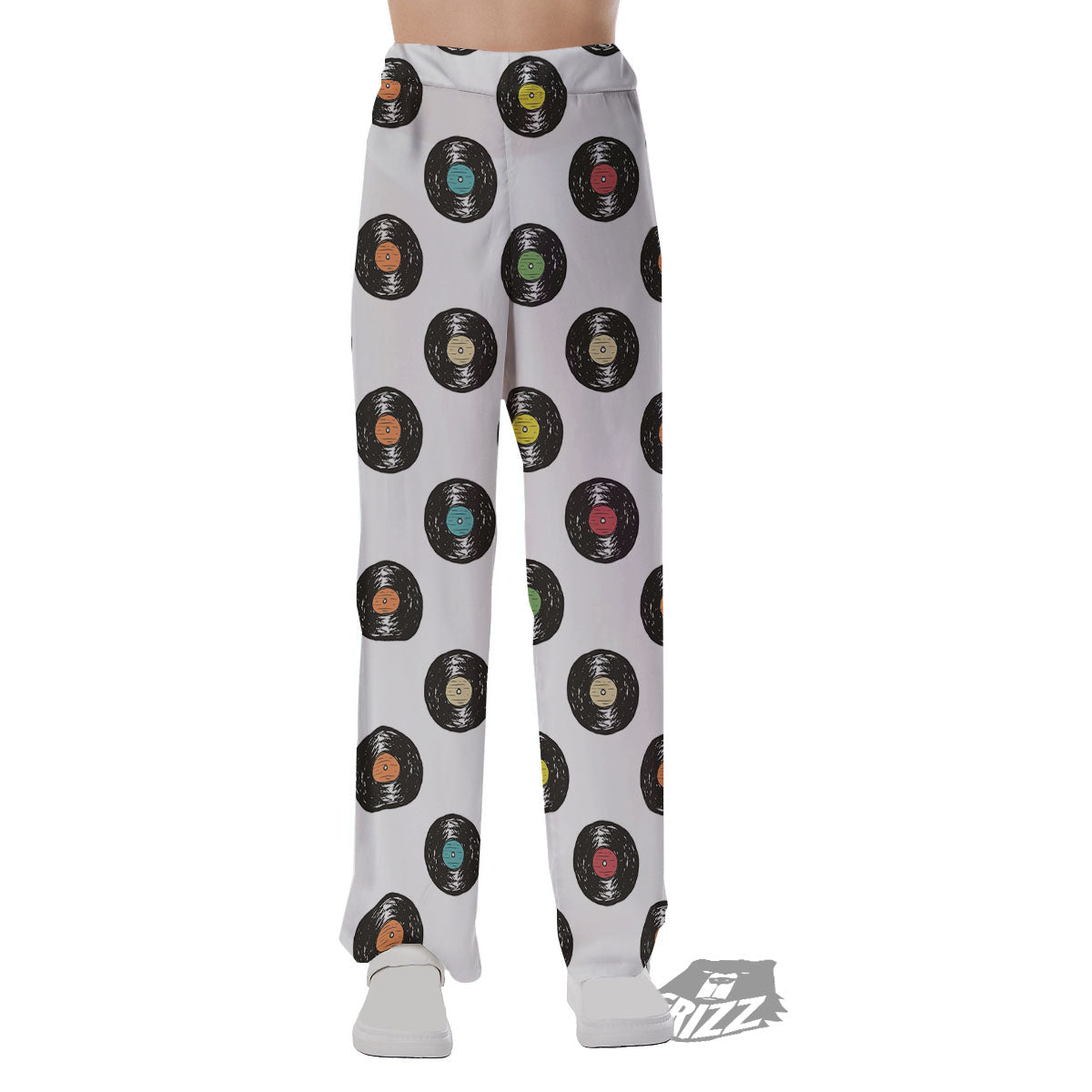 Vinyl Record Hand Drawn Print Pattern Pajama Pants-grizzshop