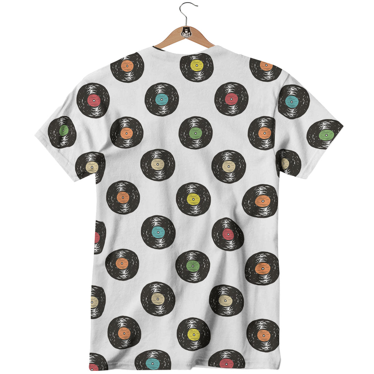 Vinyl Record Hand Drawn Print Pattern T-Shirt-grizzshop