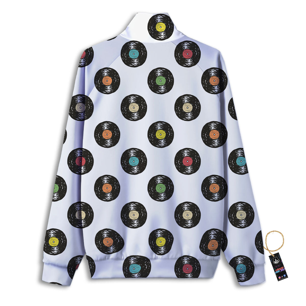 Vinyl Record Hand Drawn Print Pattern Track Jacket-grizzshop