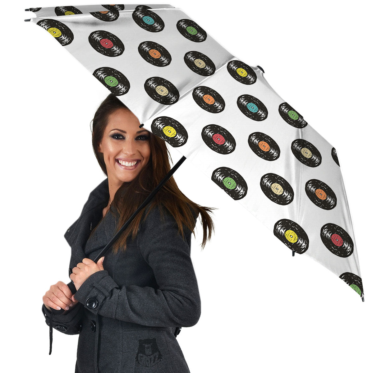 Vinyl Record Hand Drawn Print Pattern Umbrella-grizzshop