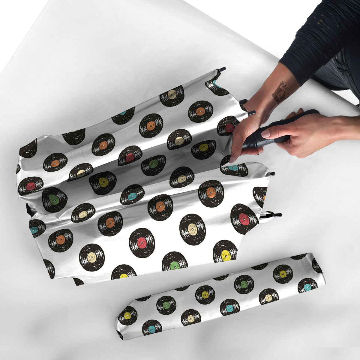 Vinyl Record Hand Drawn Print Pattern Umbrella-grizzshop