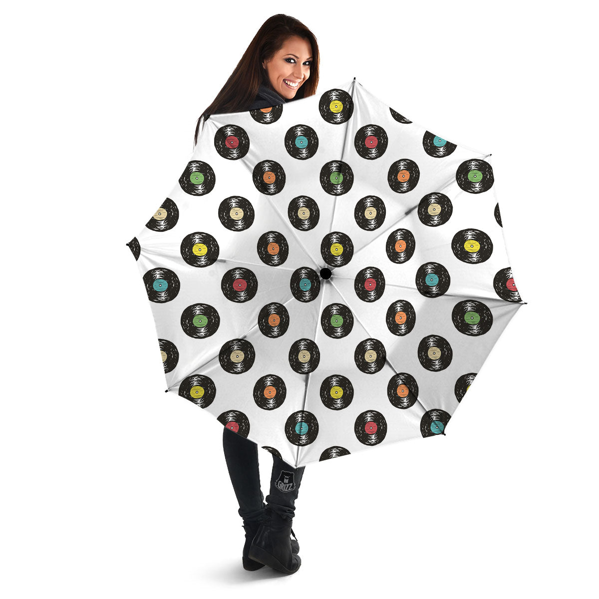 Vinyl Record Hand Drawn Print Pattern Umbrella-grizzshop