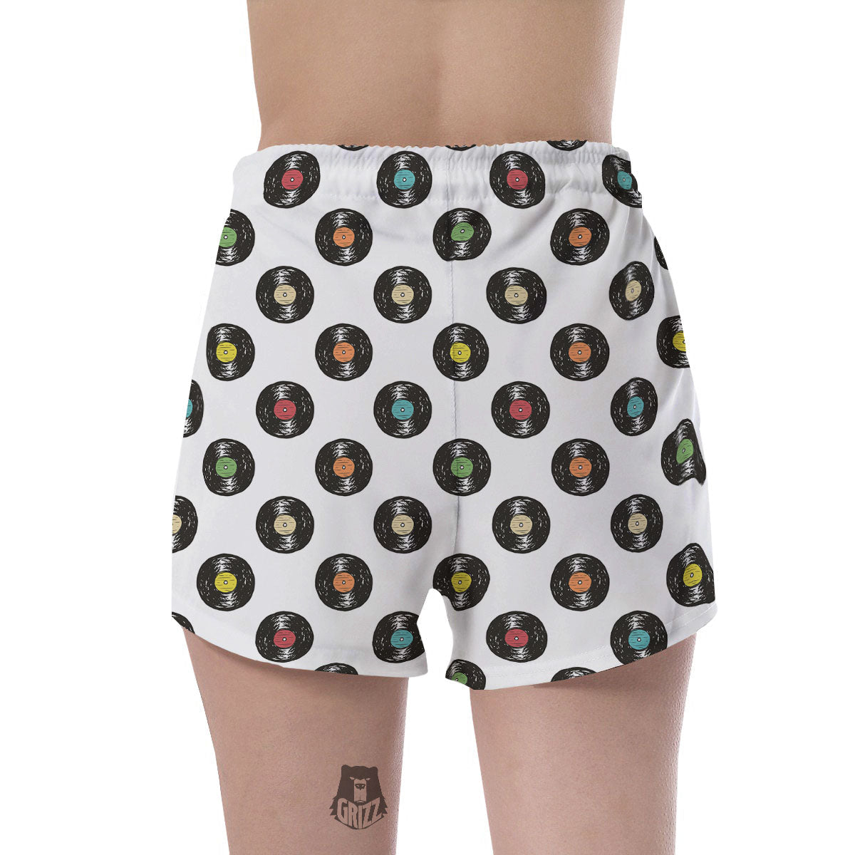 Vinyl Record Hand Drawn Print Pattern Women's Shorts-grizzshop
