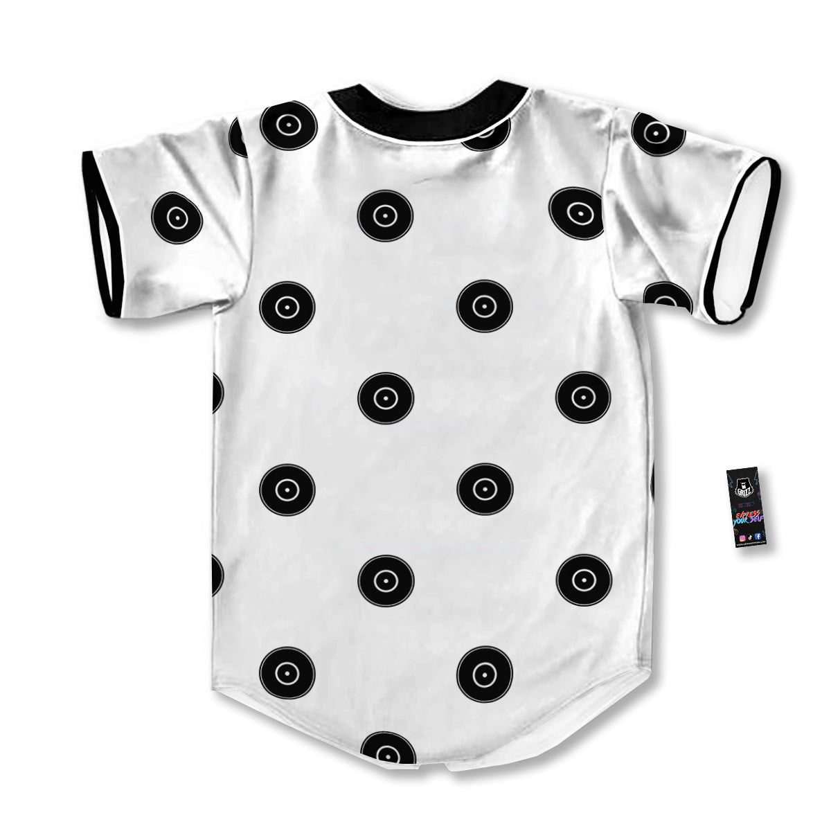 Vinyl White And Black Print Pattern Baseball Jersey-grizzshop