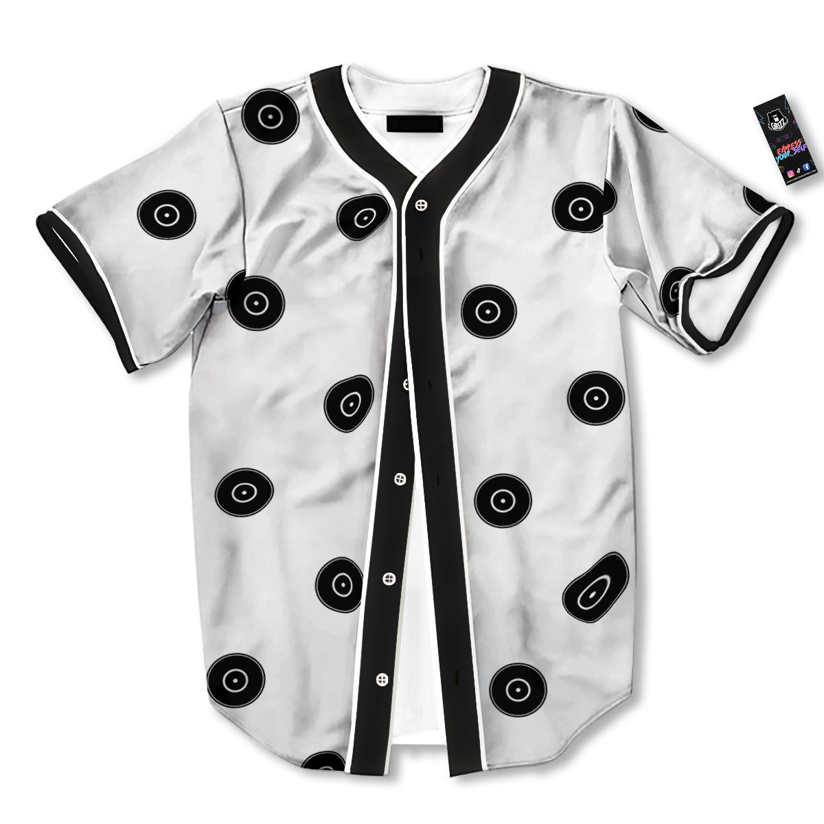 Vinyl White And Black Print Pattern Baseball Jersey-grizzshop