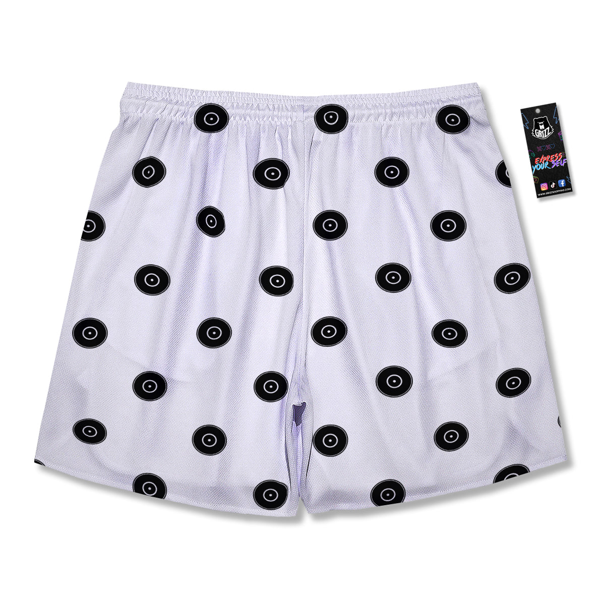 Vinyl White And Black Print Pattern Men's Running Shorts-grizzshop