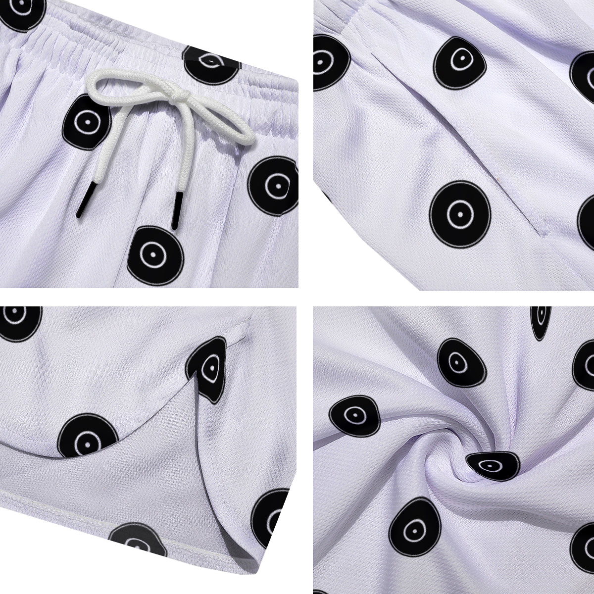 Vinyl White And Black Print Pattern Men's Running Shorts-grizzshop