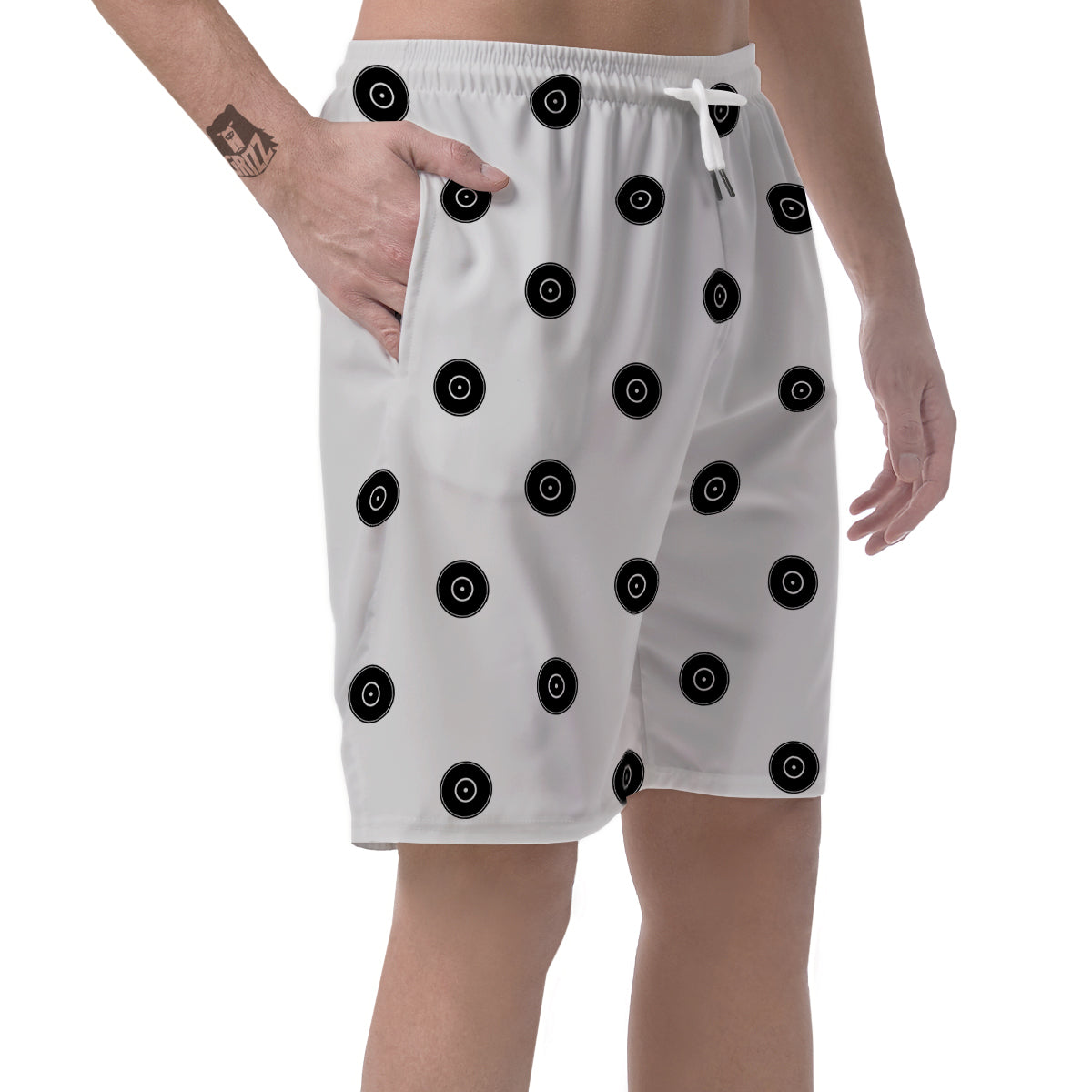 Vinyl White And Black Print Pattern Men's Shorts-grizzshop