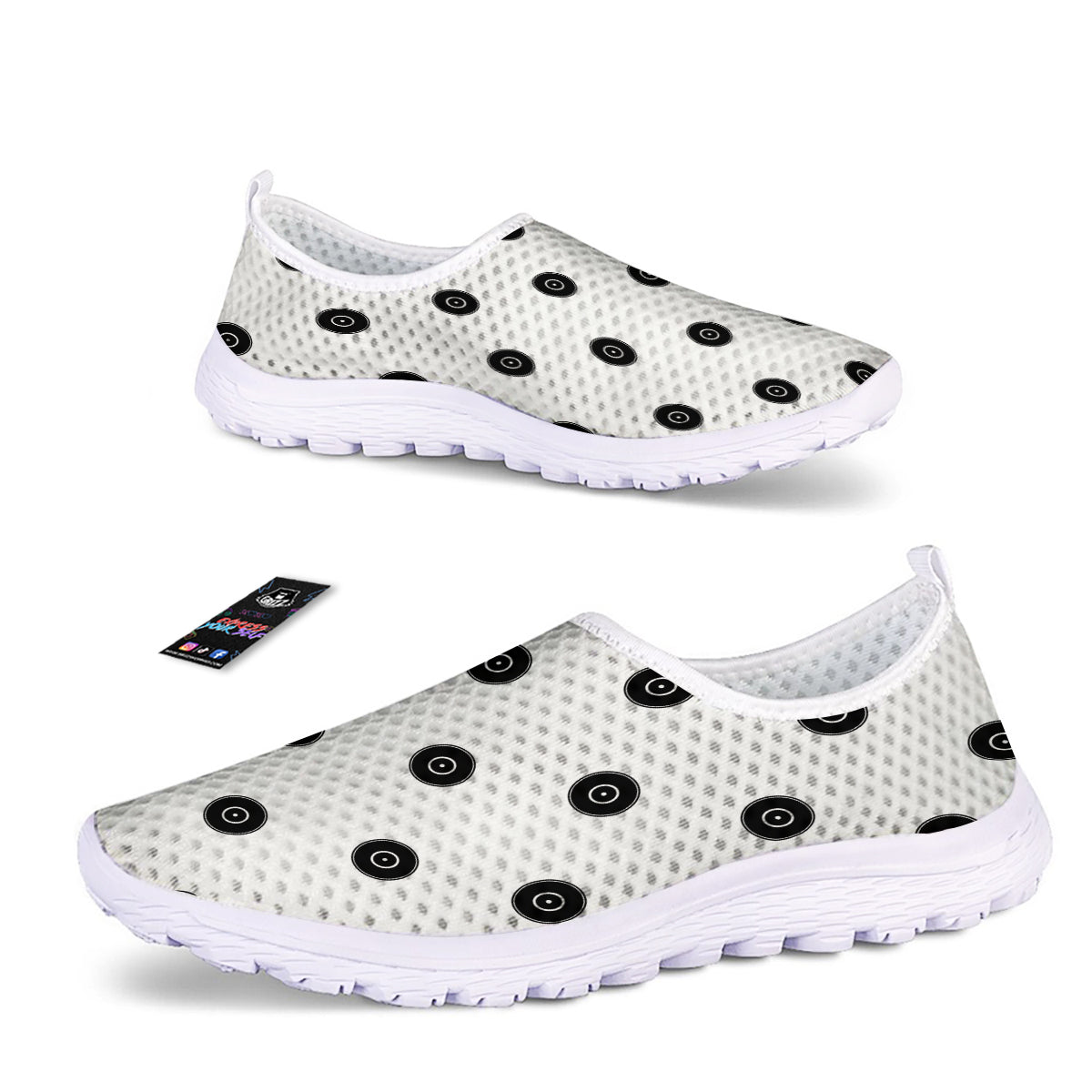 Vinyl White And Black Print Pattern Nurse Shoes-grizzshop
