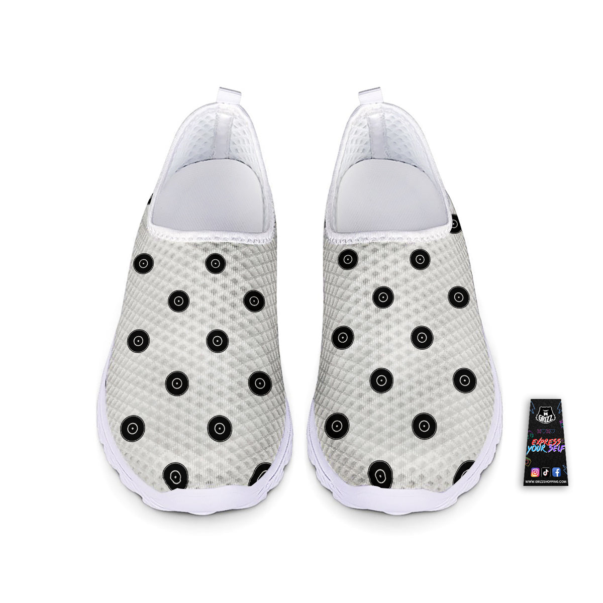 Vinyl White And Black Print Pattern Nurse Shoes-grizzshop