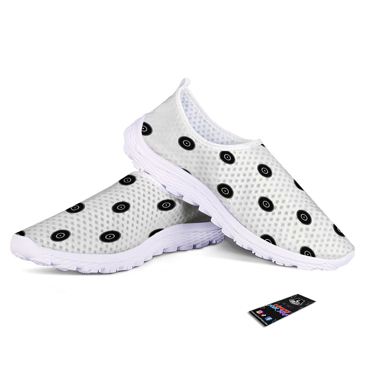 Vinyl White And Black Print Pattern Nurse Shoes-grizzshop
